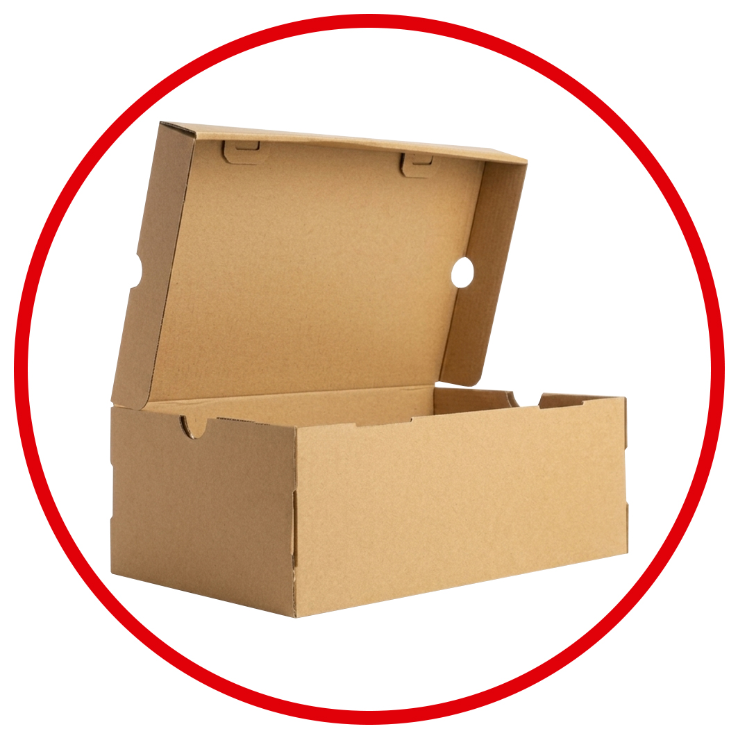 Caja de cartón con tapa abierta